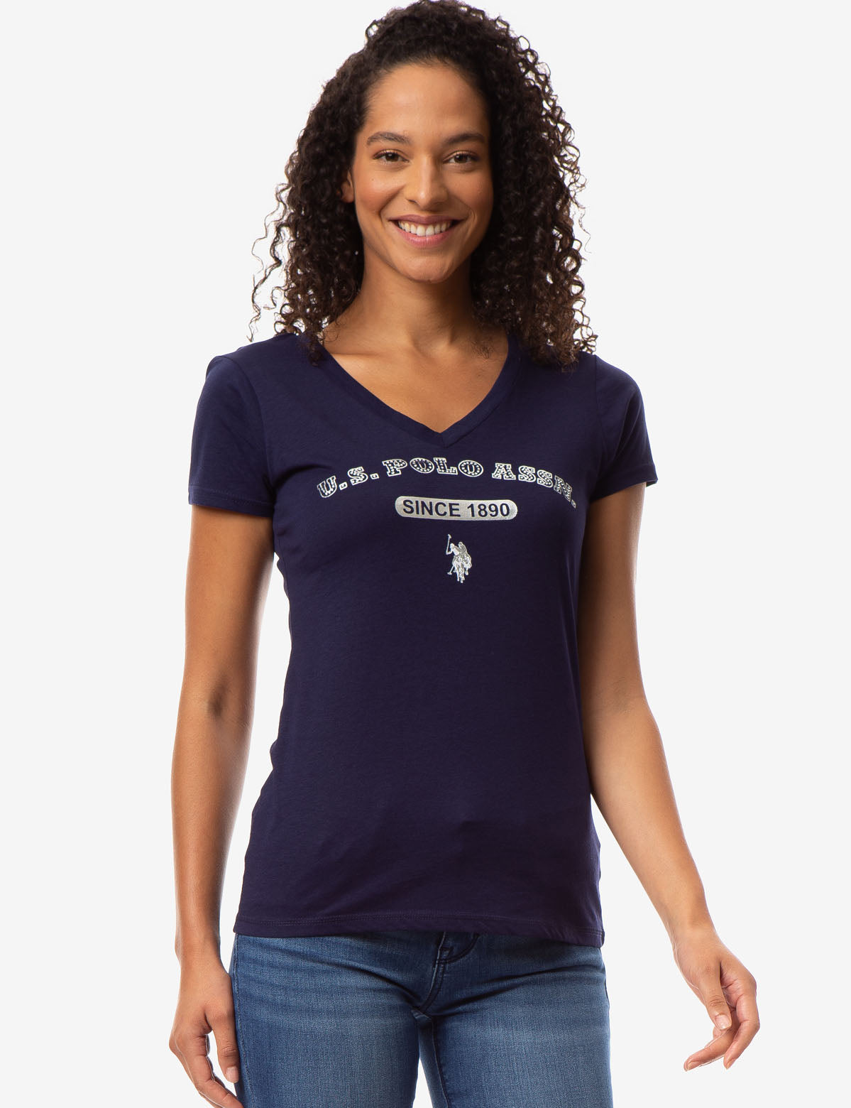 USPA Bling Logo Rhinestone T-Shirt for Women