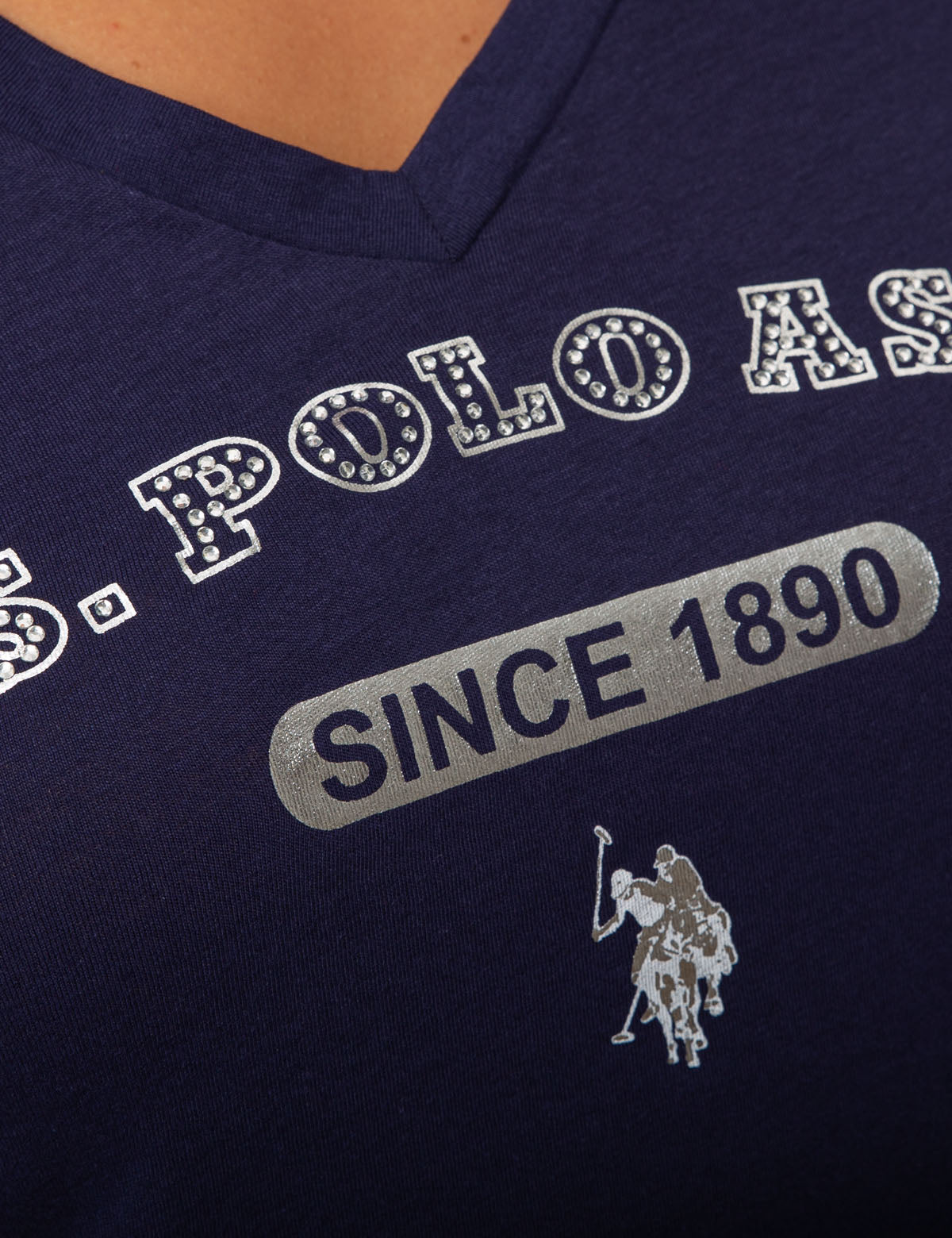 USPA Bling Logo Rhinestone T-Shirt for Women