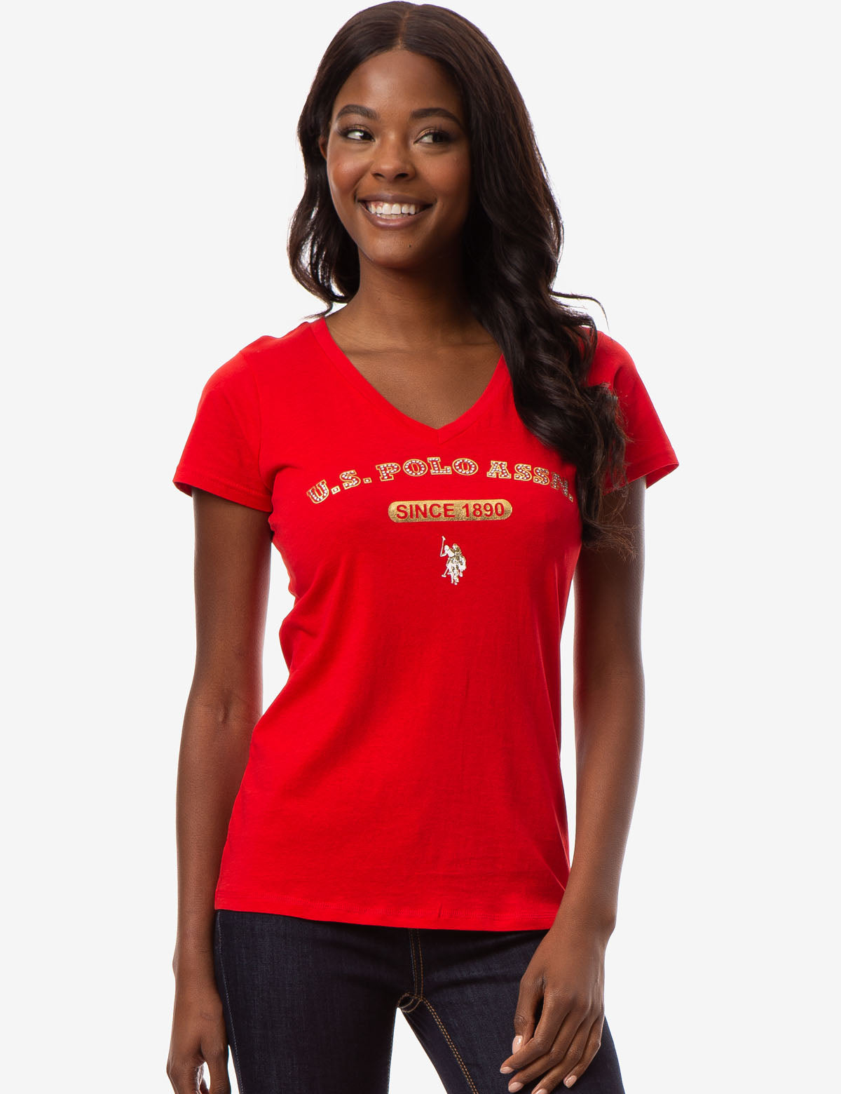 USPA Bling Logo Rhinestone T-Shirt for Women