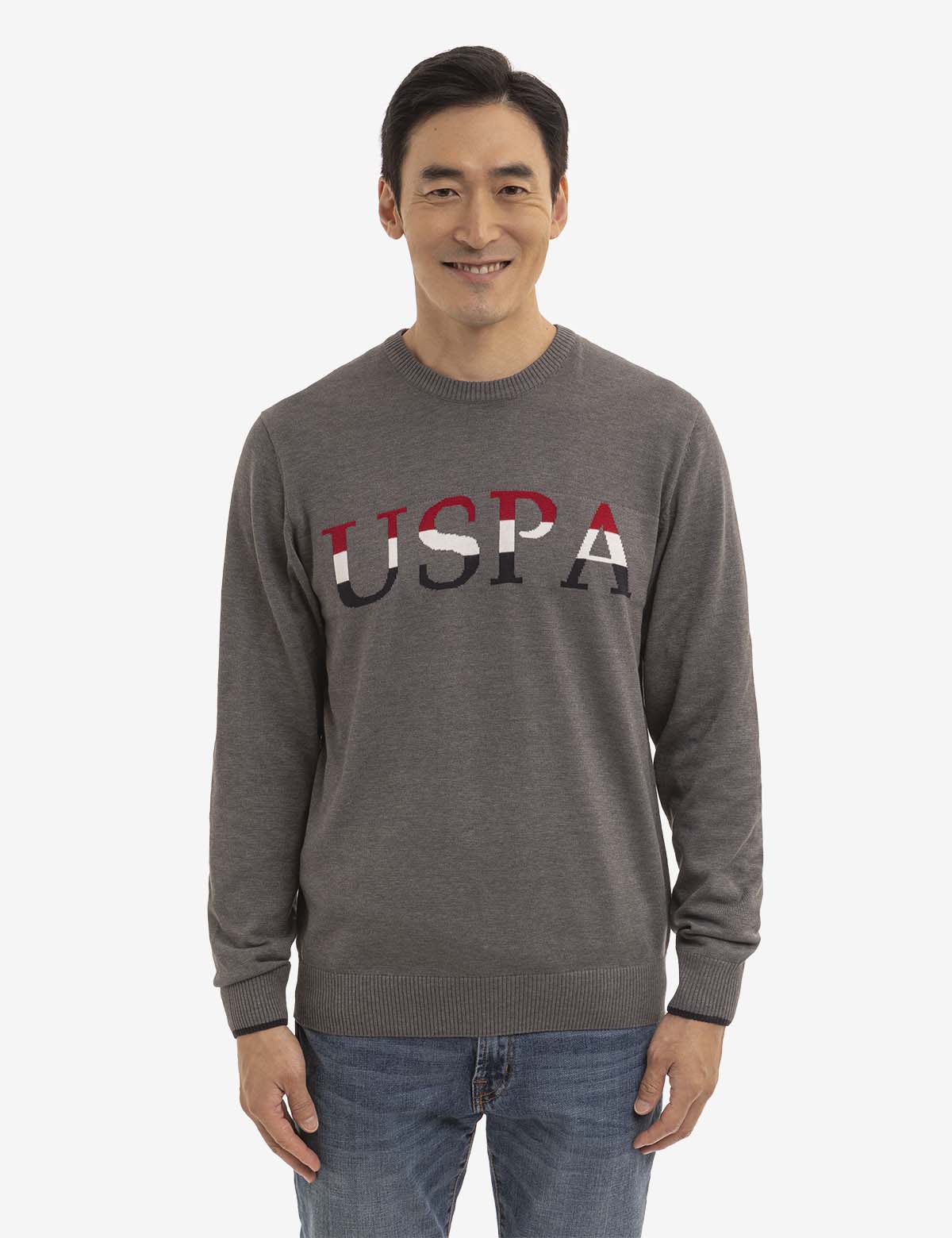 USPA Logo Crew Neck Sweater - Classic Cotton Knit Pullover