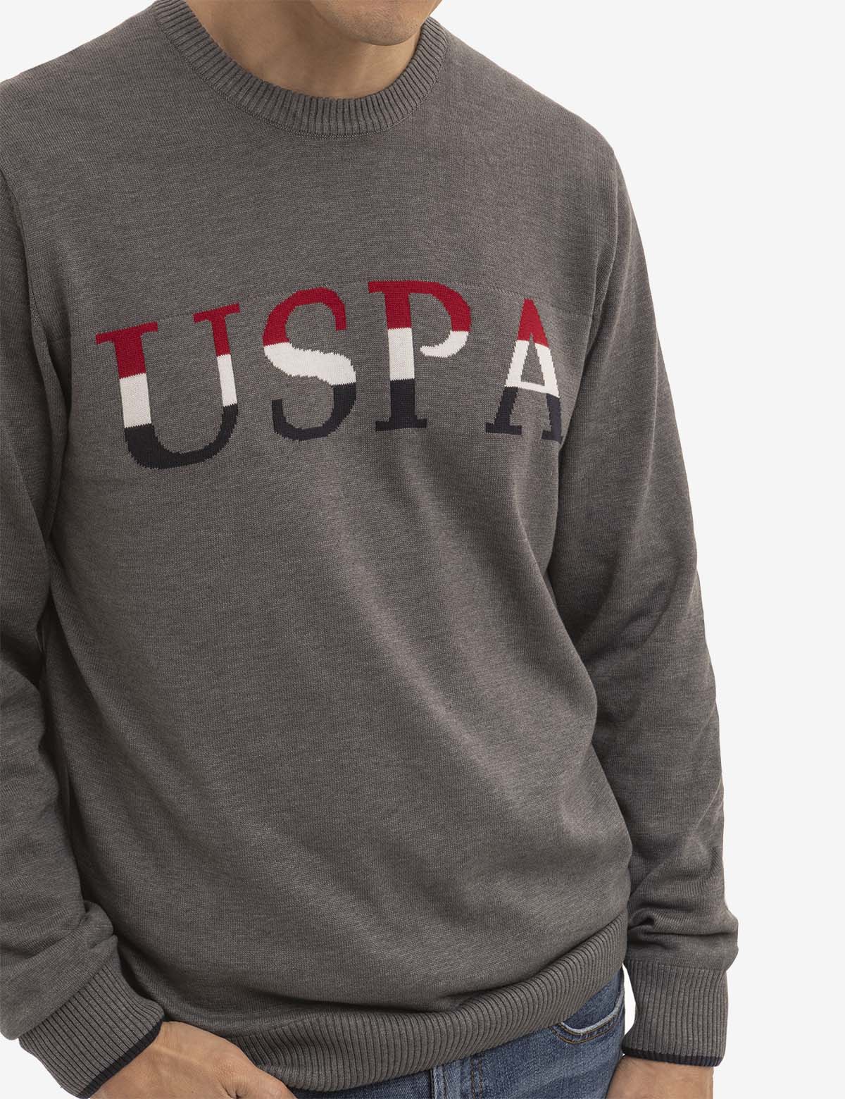 USPA Logo Crew Neck Sweater - Classic Cotton Knit Pullover