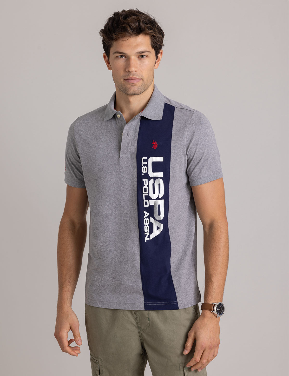 USPA Color Block Polo Shirt - Jersey Knit Men's Top