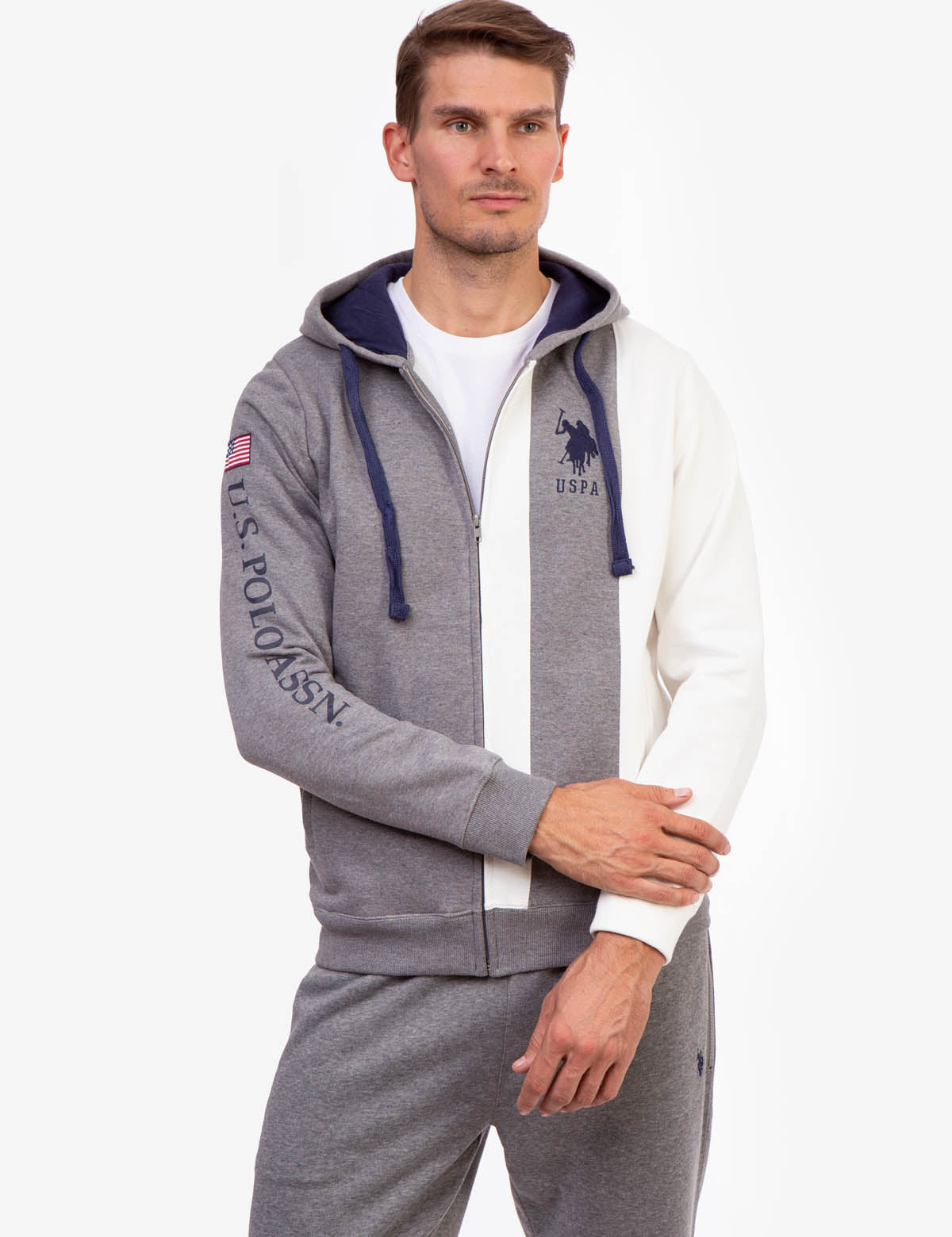 USPA Colorblock Fleece Hoodie - Full Zip Pullover