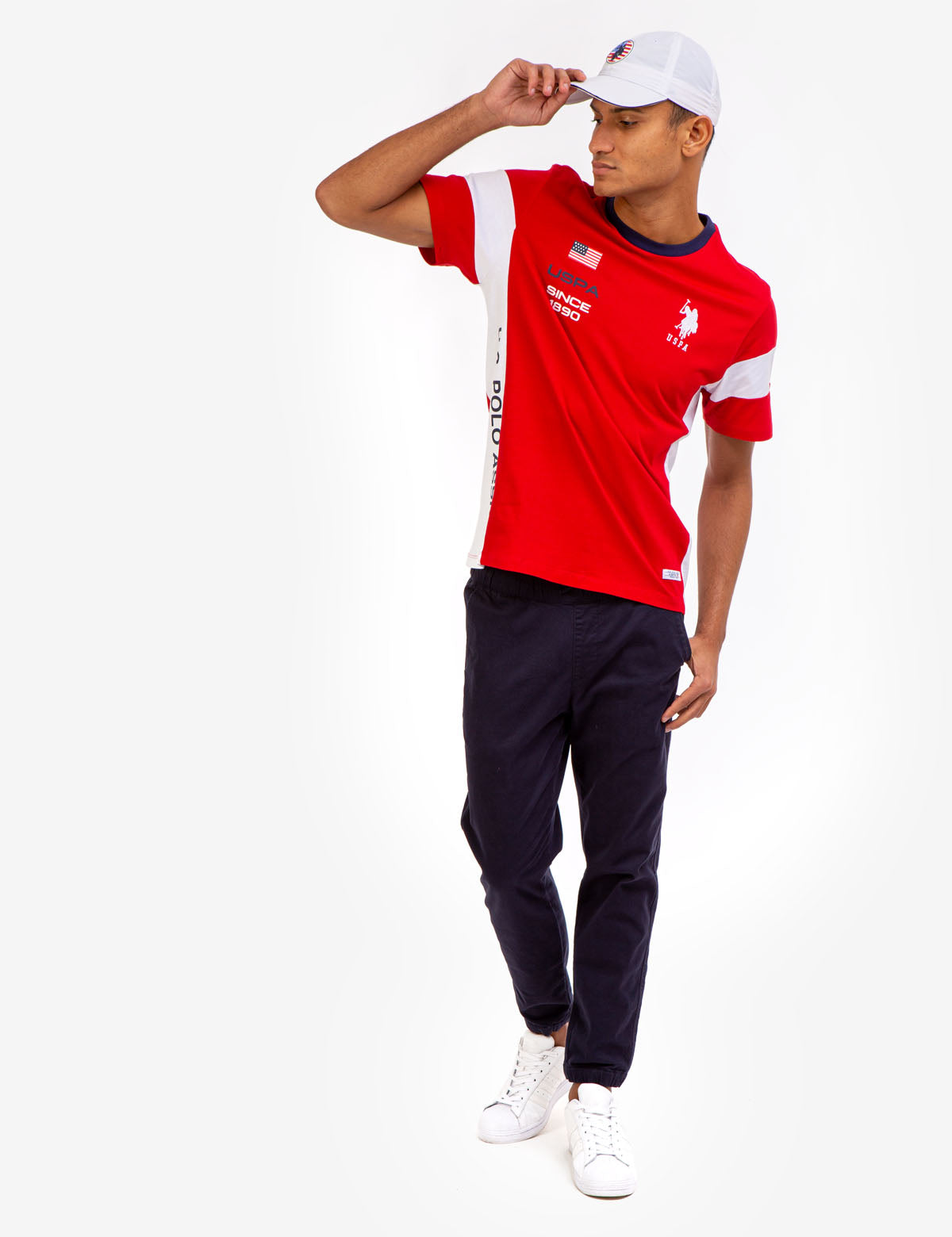 USPA Colorblock Jersey T-Shirt for Men - Sporty Casual Fit