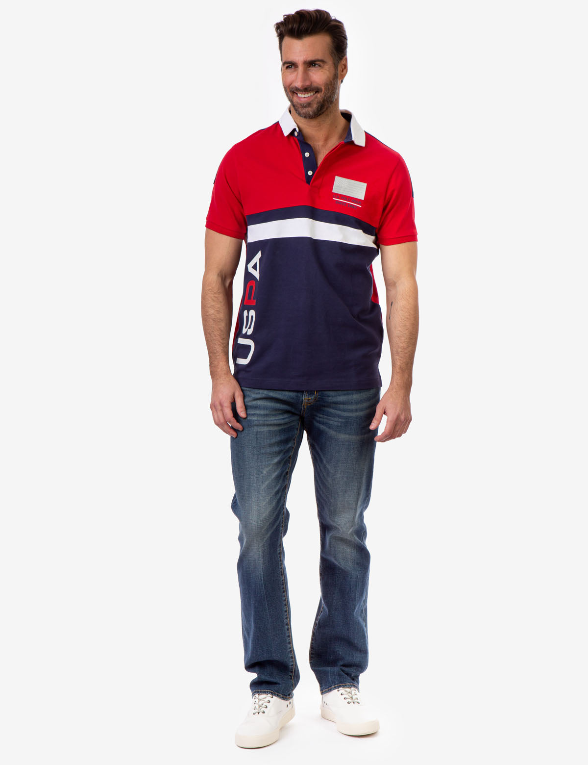 USPA Colorblock Polo Shirt with Side Logo