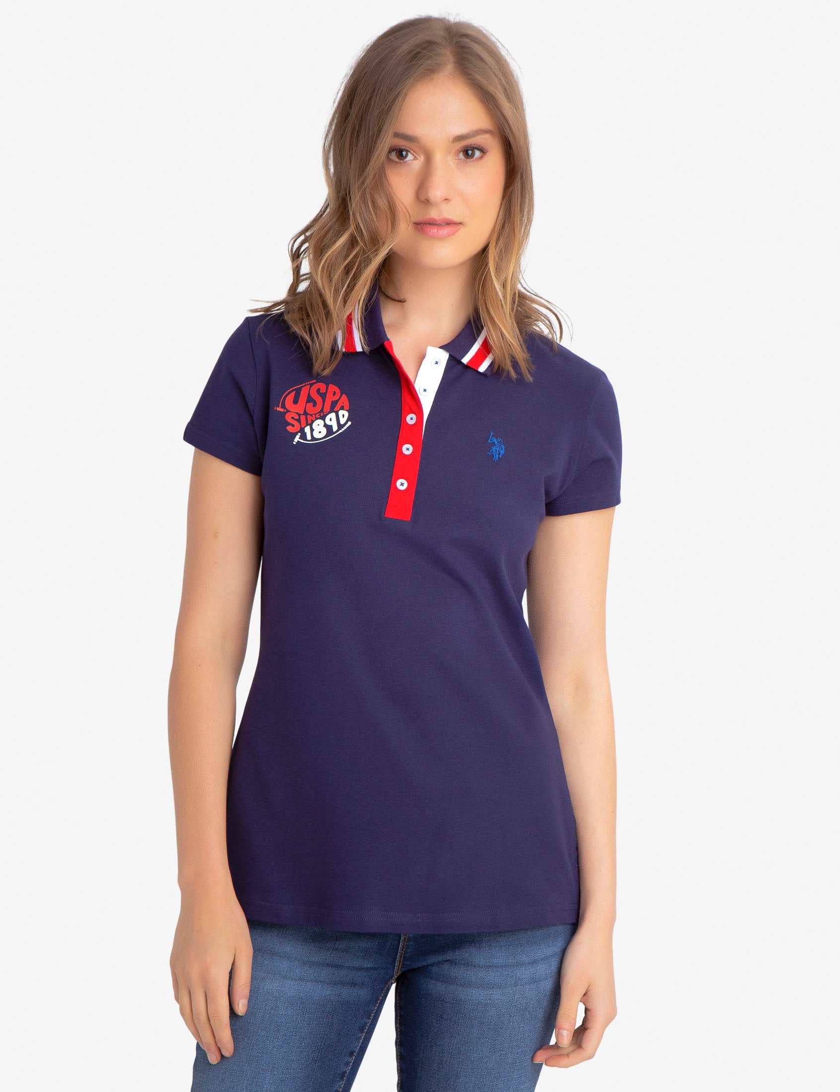 USPA Cotton Contrast Collar Polo Shirt for Men