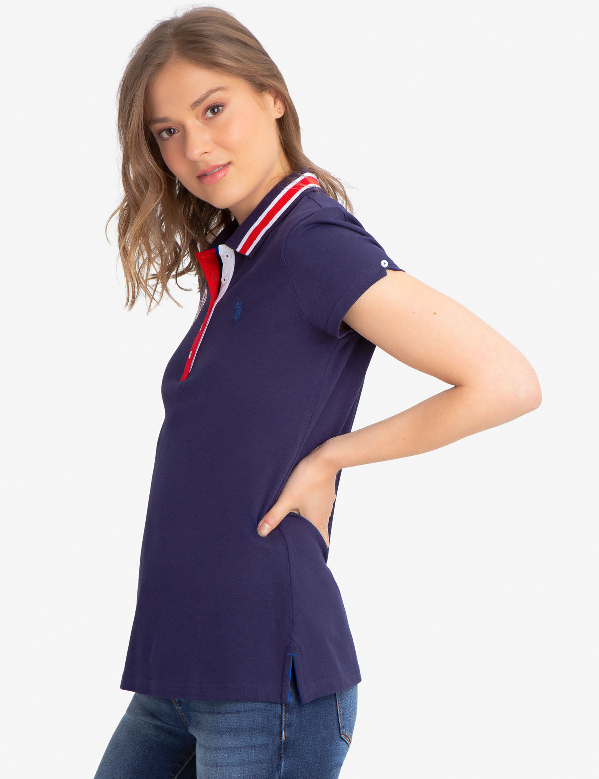 USPA Cotton Contrast Collar Polo Shirt for Men