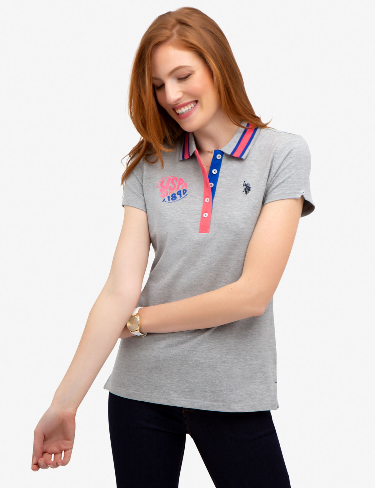 USPA Cotton Contrast Collar Polo Shirt for Men