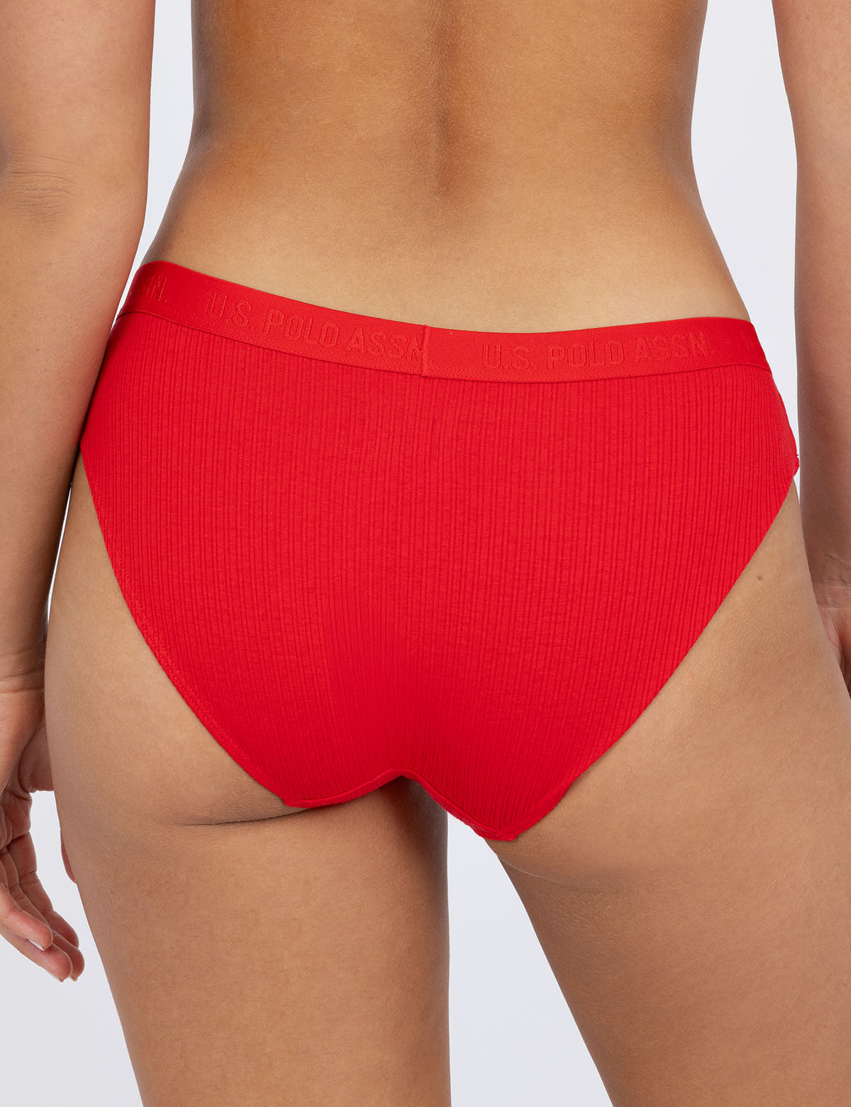 3PK Ribbed Cotton High Cut Bikini Set - Tag Free & Jacquard Band
