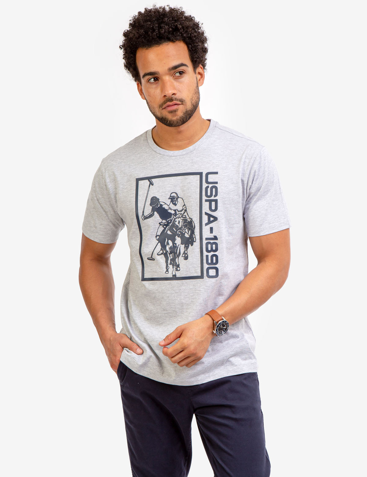 USPA Graphic Logo Jersey T-Shirt for Men - Crew Neck Short Sleeve Tee