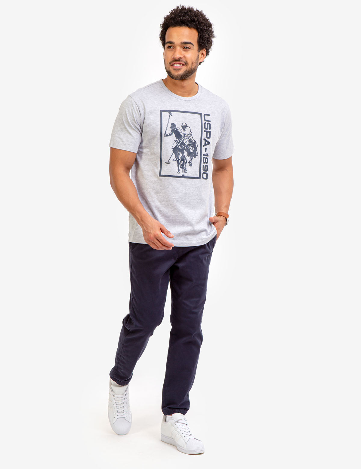 USPA Graphic Logo Jersey T-Shirt for Men - Crew Neck Short Sleeve Tee