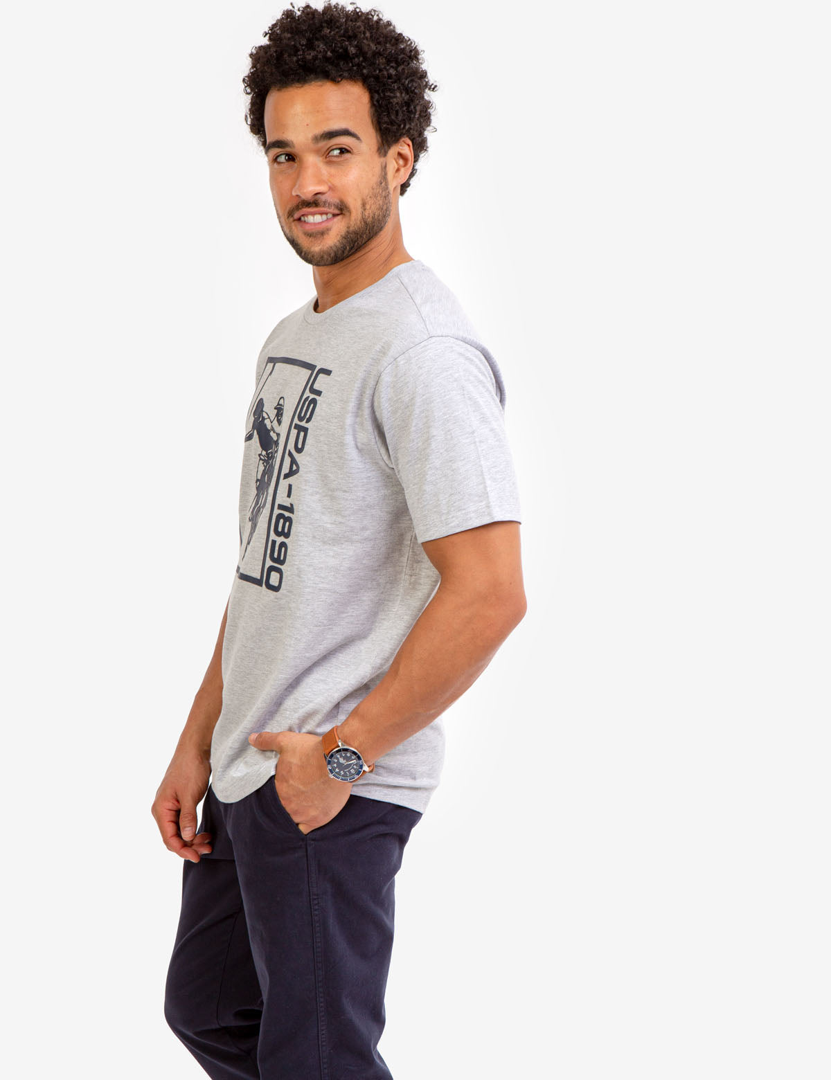 USPA Graphic Logo Jersey T-Shirt for Men - Crew Neck Short Sleeve Tee