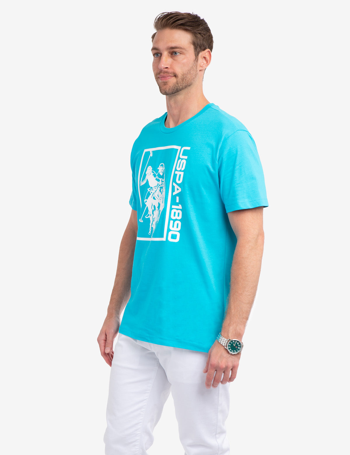 USPA Graphic Logo Jersey T-Shirt for Men - Crew Neck Short Sleeve Tee