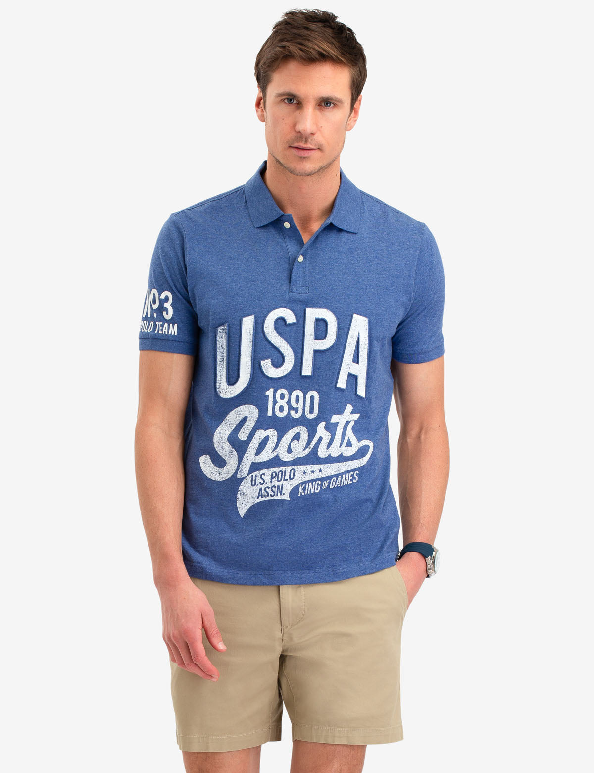 USPA Graphic Print Men's Polo Shirt - Short Sleeve Casual Top