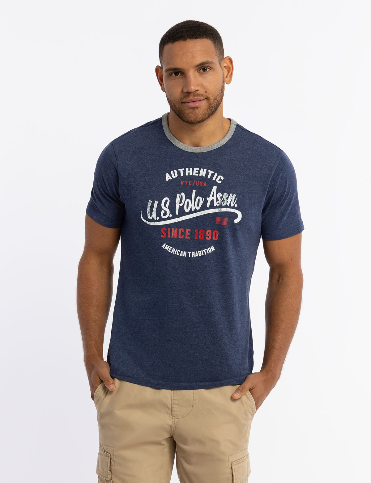 USPA Graphic Ringer Jersey T-Shirt for Men
