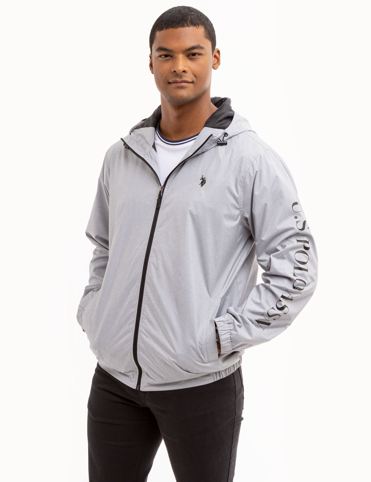 USPA Heathered Hooded Windbreaker Jacket for Men & Women
