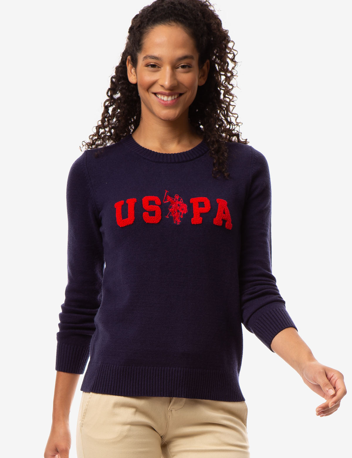 USPA Embroidered Logo Crew Neck Sweater for Men