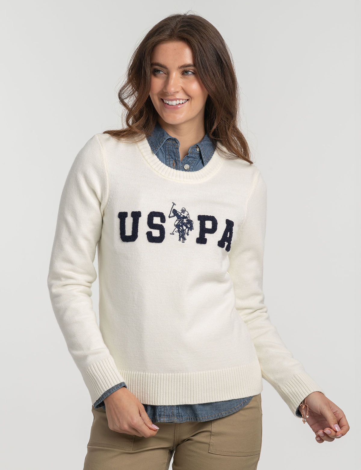USPA Embroidered Logo Crew Neck Sweater for Men