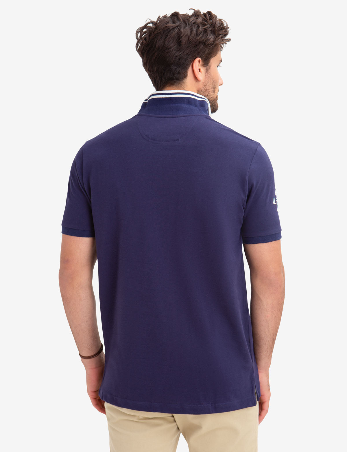 USPA Logo Patch Polo Shirt - 100% Cotton Men's Casual Top