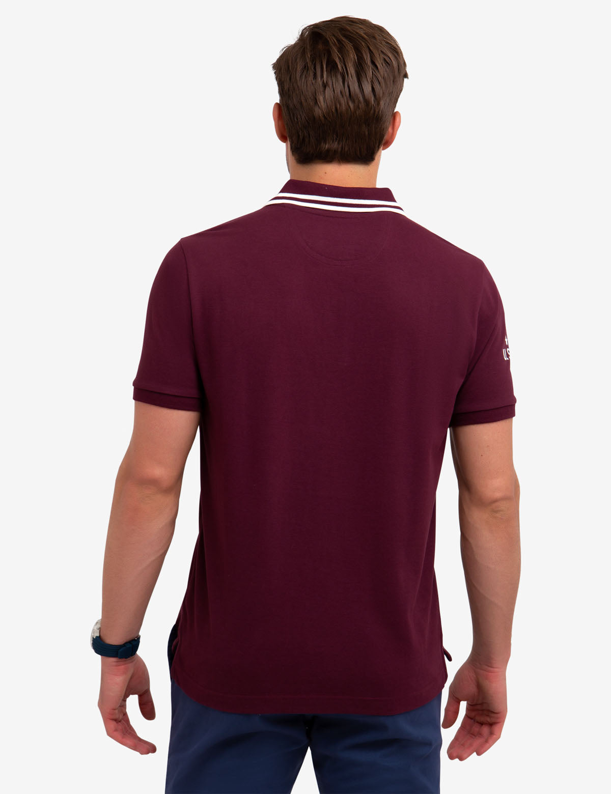 USPA Logo Patch Polo Shirt - 100% Cotton Men's Casual Top