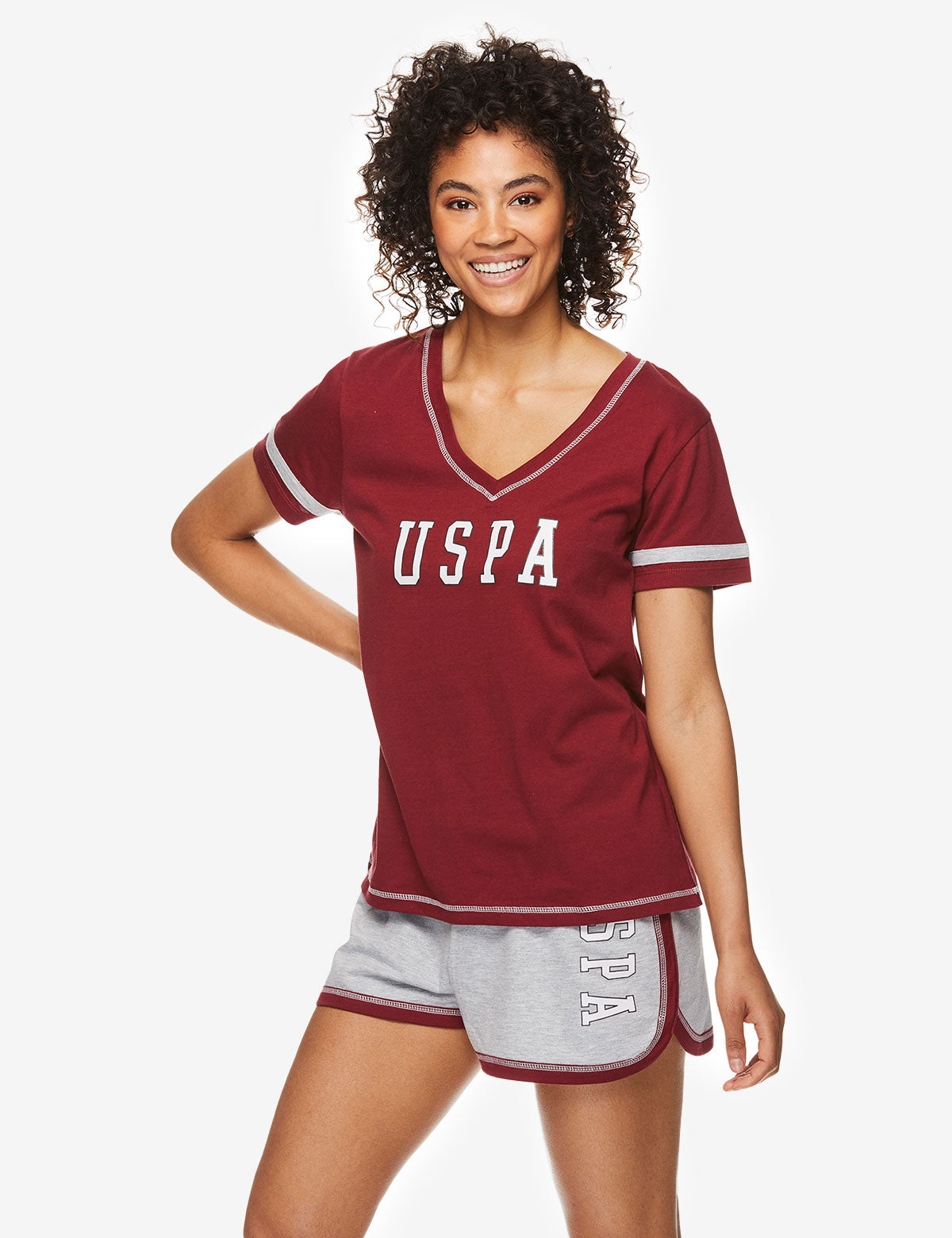 USPA Logo T-Shirt and Shorts Set – Cotton Blend Casual Outfit