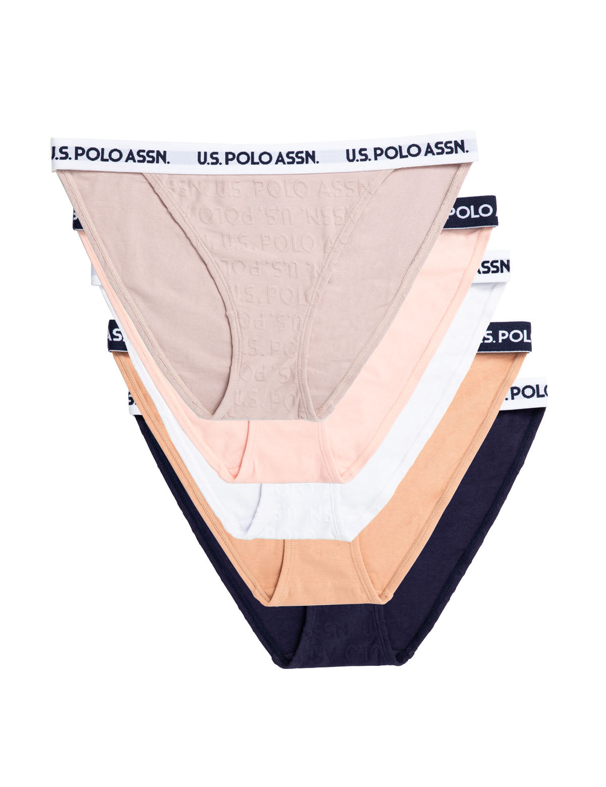 5PK Jacquard Cotton Spandex Bikini Set - Hi Cut & Tag Free