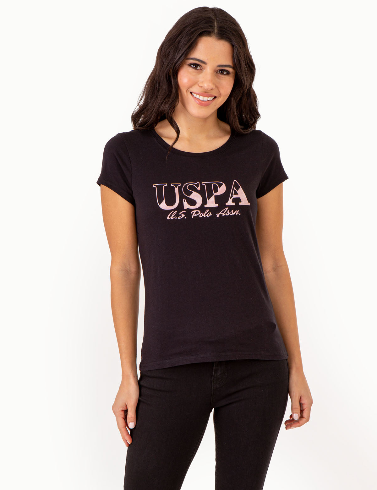 USPA Metallic Foil Slashed Graphic T-Shirt
