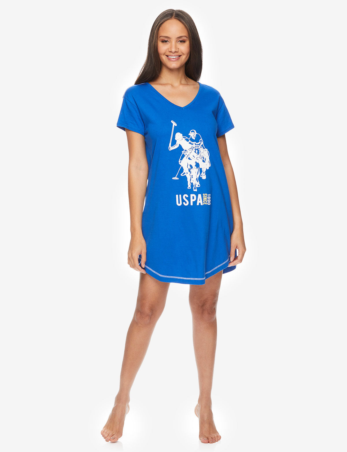 USPA Women's Open Back Cotton T-Shirt with V-Neck