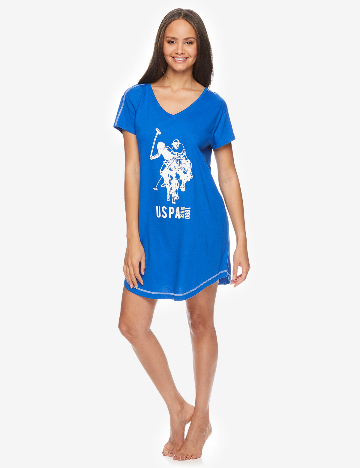 USPA Women's Open Back Cotton T-Shirt with V-Neck