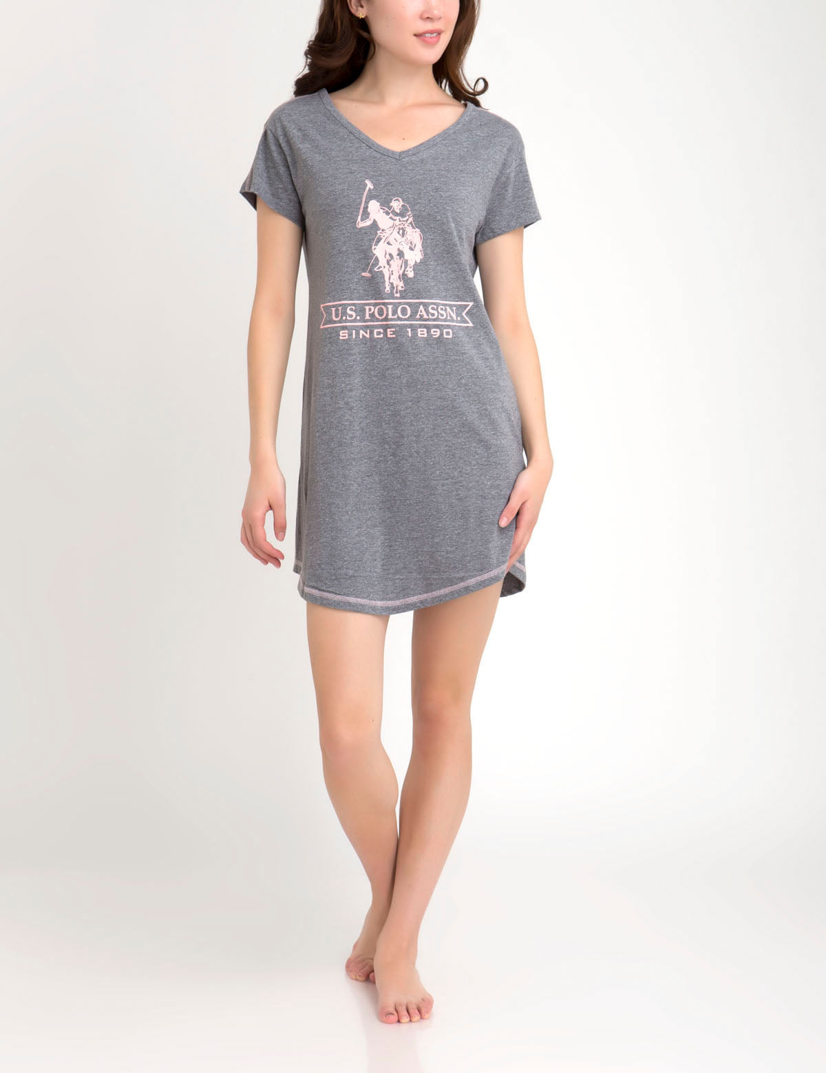 USPA Women's Open Back Cotton T-Shirt with V-Neck