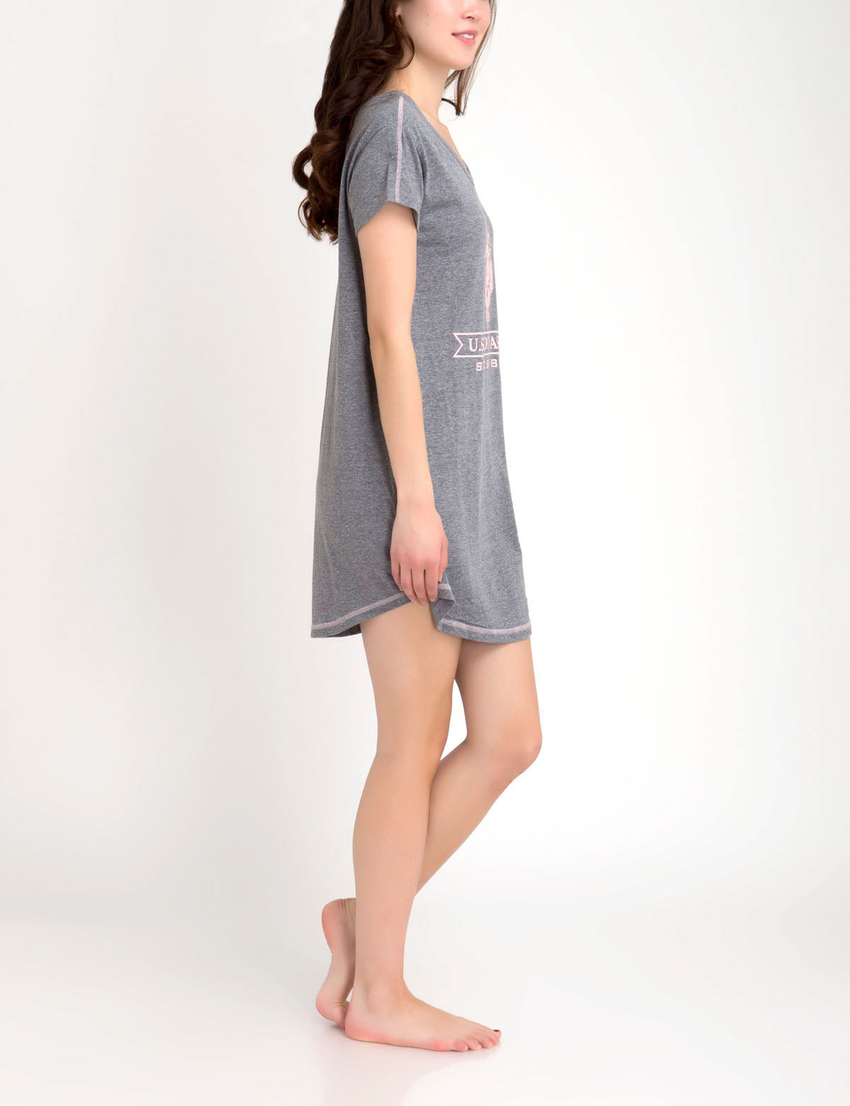USPA Women's Open Back Cotton T-Shirt with V-Neck
