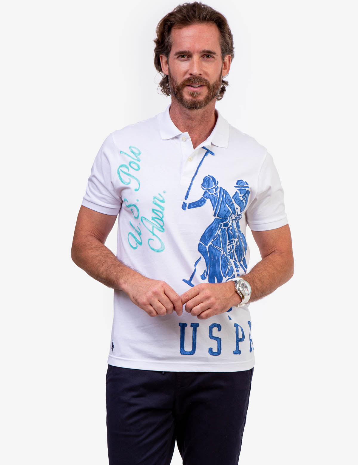 USPA Graphic Polo Shirt with Printed Logo & Collar
