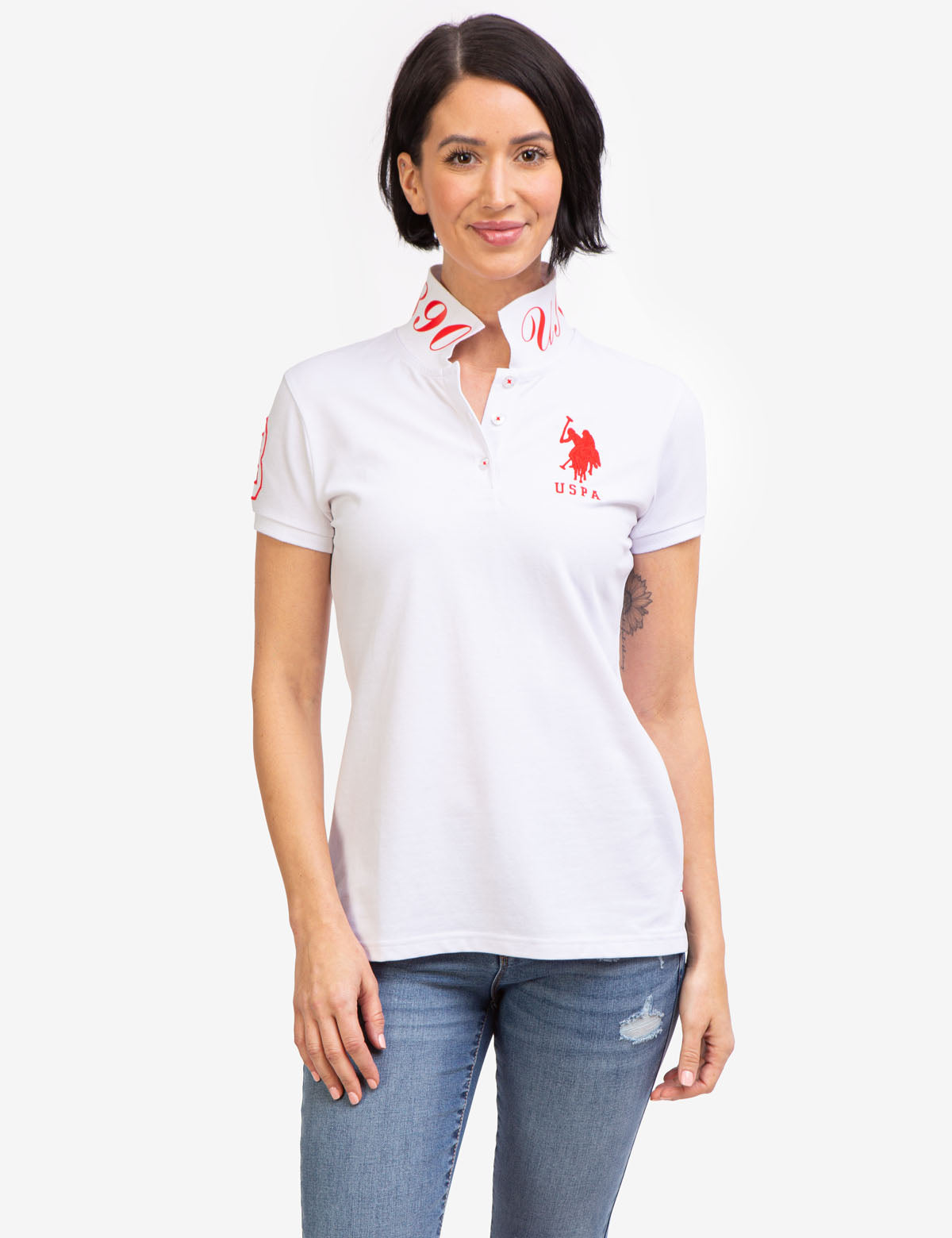 USPA Printed Polo Shirt for Men with Logo & Button Placket