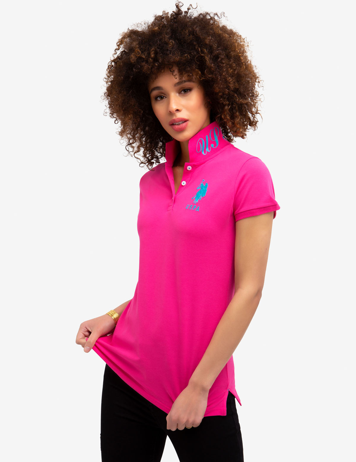 USPA Printed Polo Shirt for Men with Logo & Button Placket