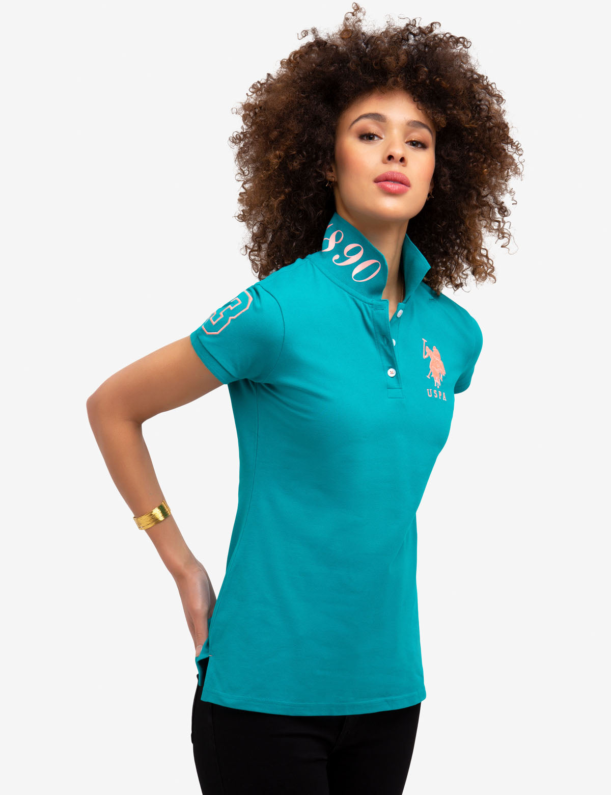 USPA Printed Polo Shirt for Men with Logo & Button Placket