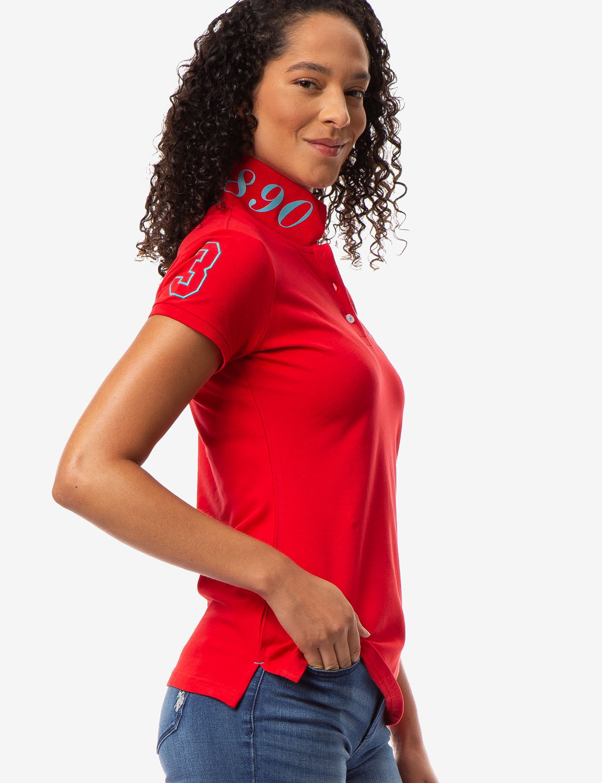 USPA Printed Polo Shirt for Men with Logo & Button Placket