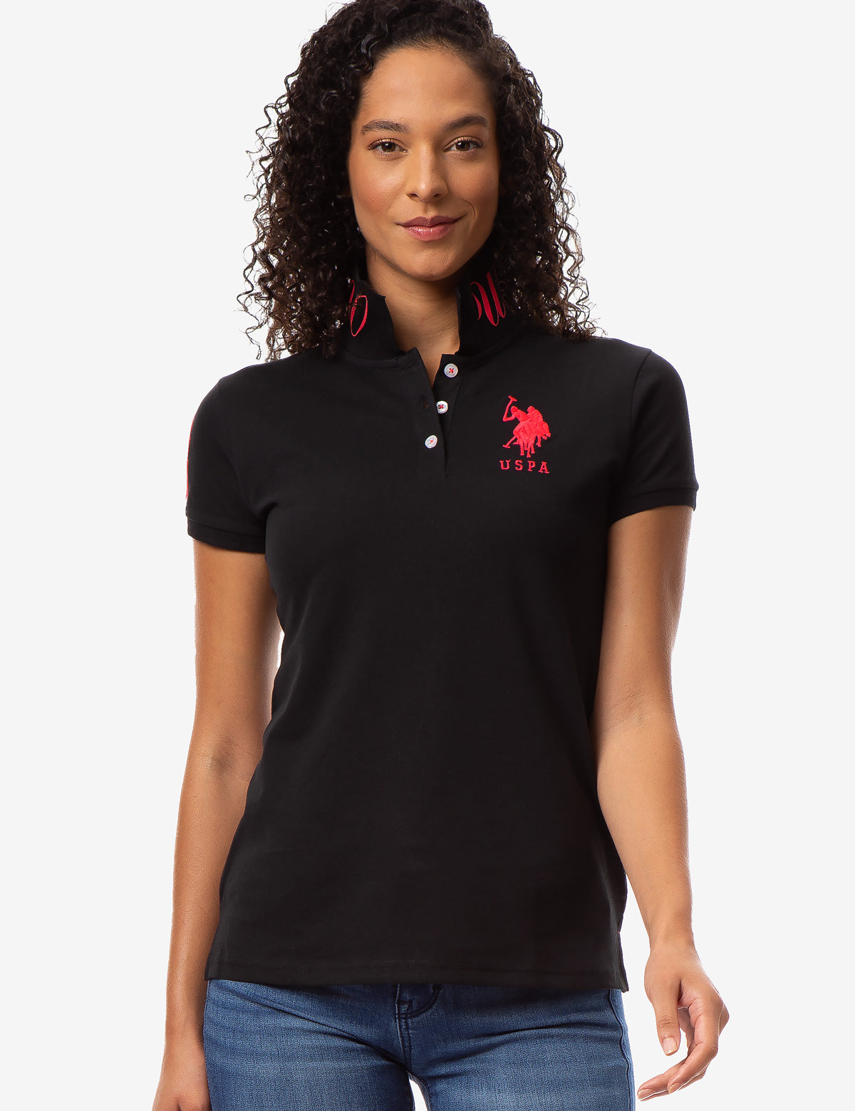 USPA Printed Polo Shirt for Men with Logo & Button Placket