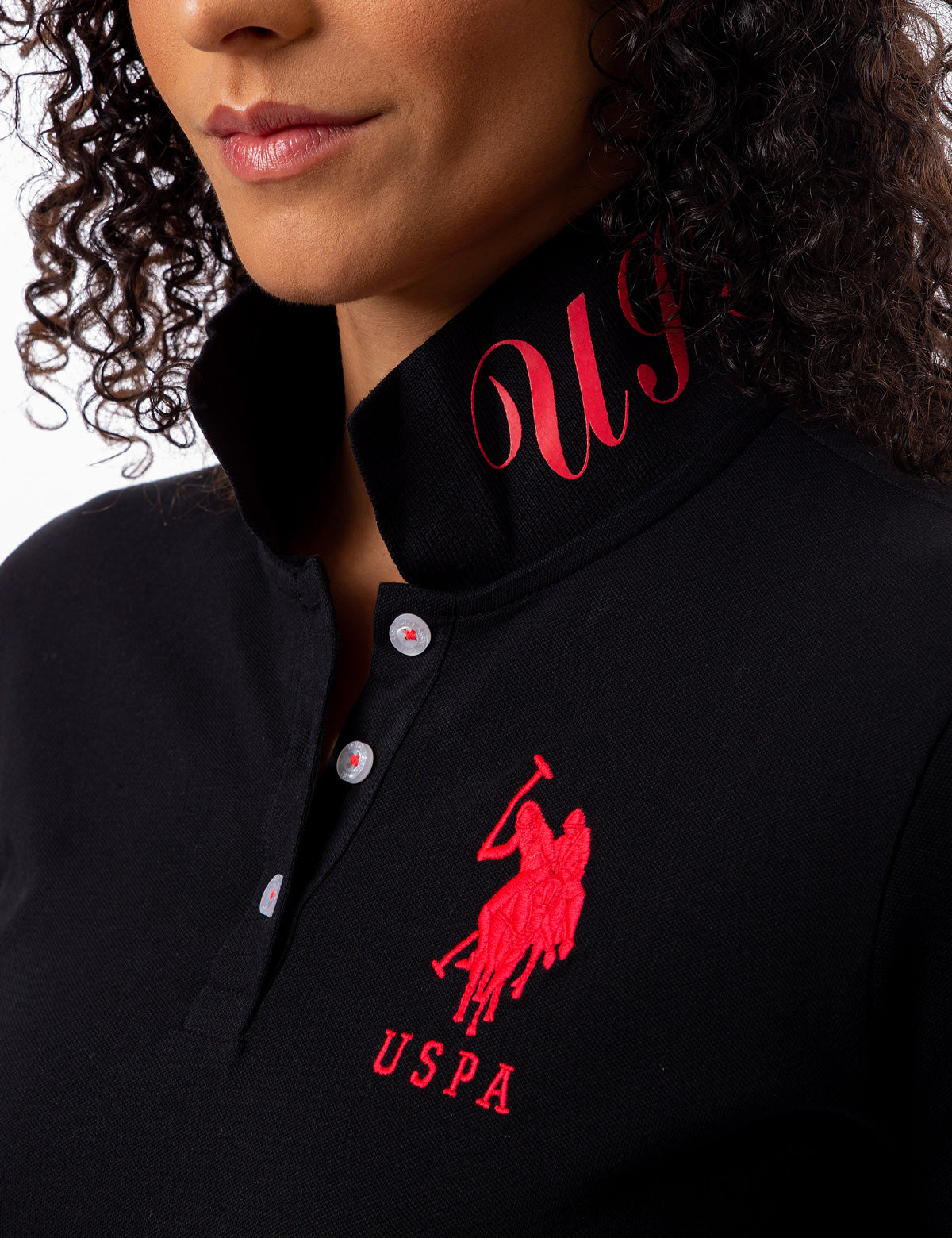 USPA Printed Polo Shirt for Men with Logo & Button Placket