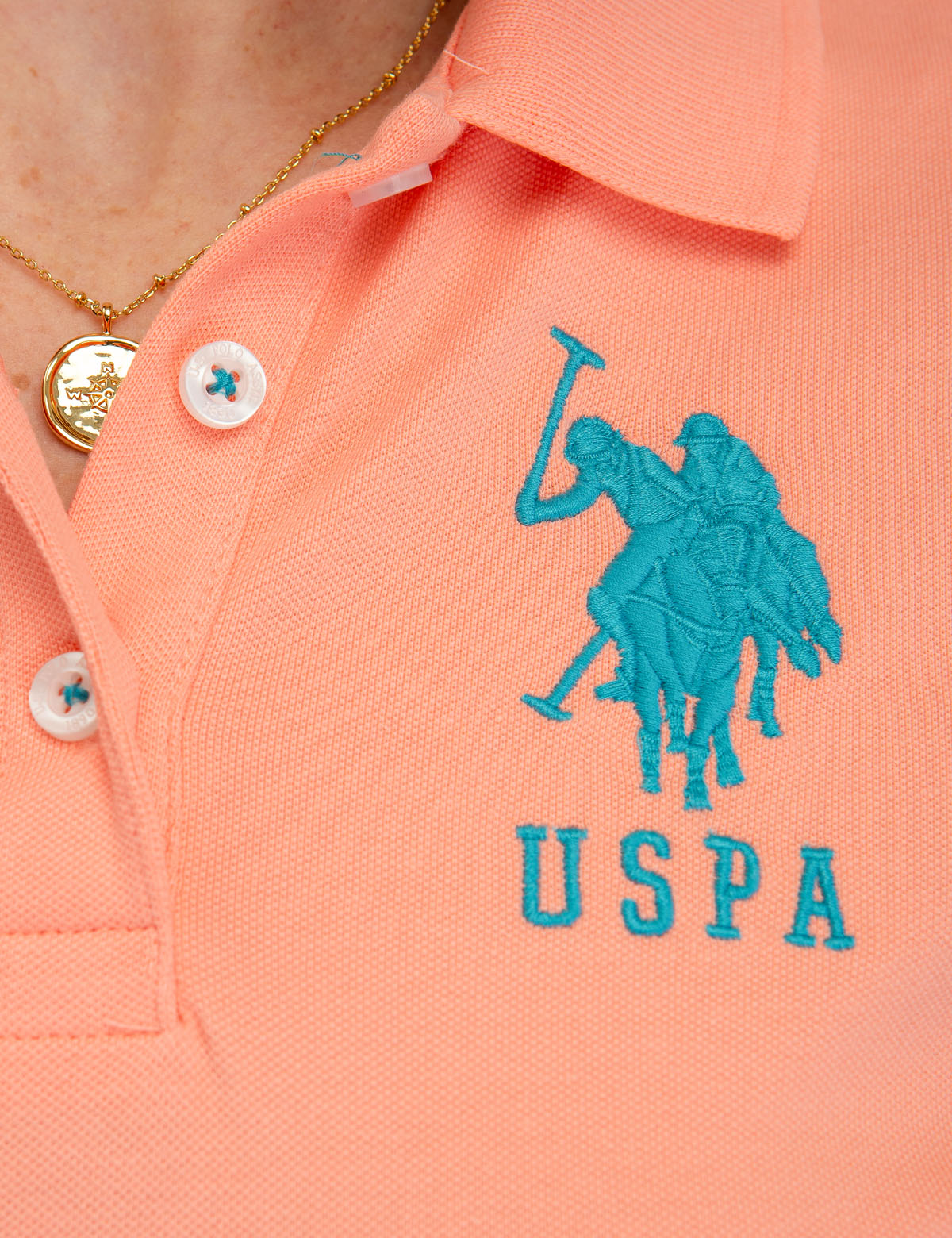 USPA Printed Polo Shirt for Men with Logo & Button Placket