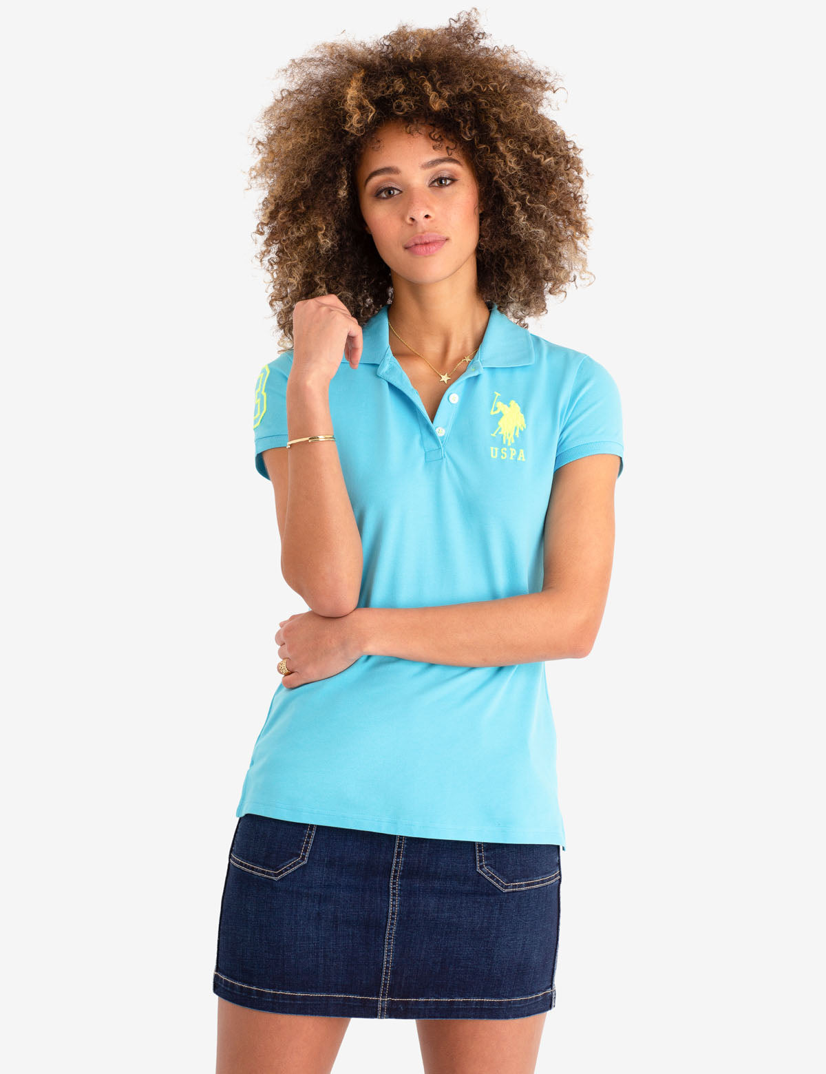 USPA Printed Polo Shirt for Men with Logo & Button Placket