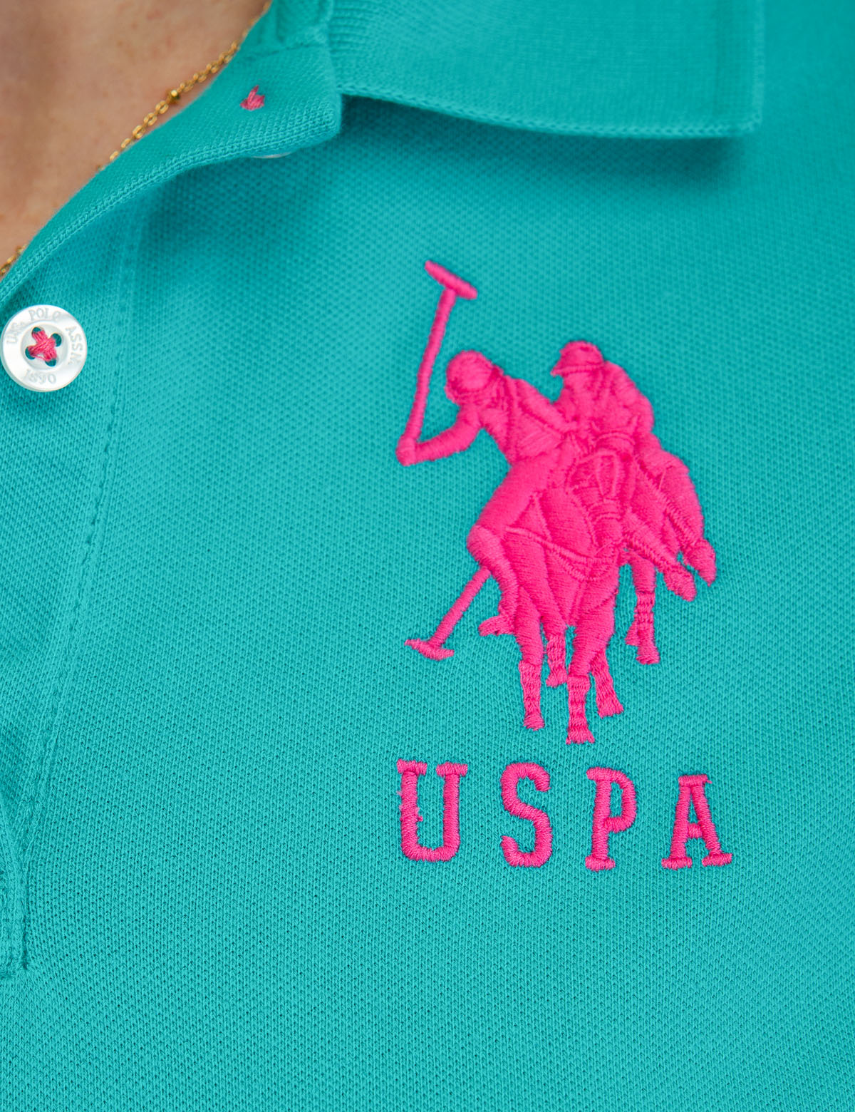 USPA Printed Polo Shirt for Men with Logo & Button Placket