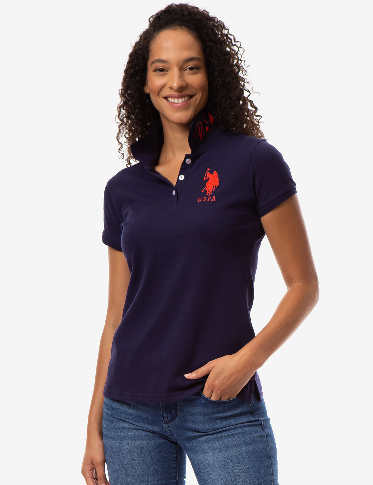 USPA Printed Polo Shirt for Men with Logo & Button Placket