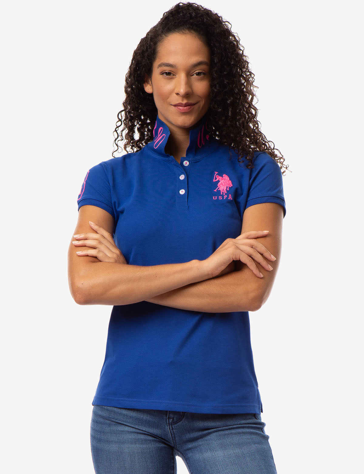 USPA Printed Polo Shirt for Men with Logo & Button Placket