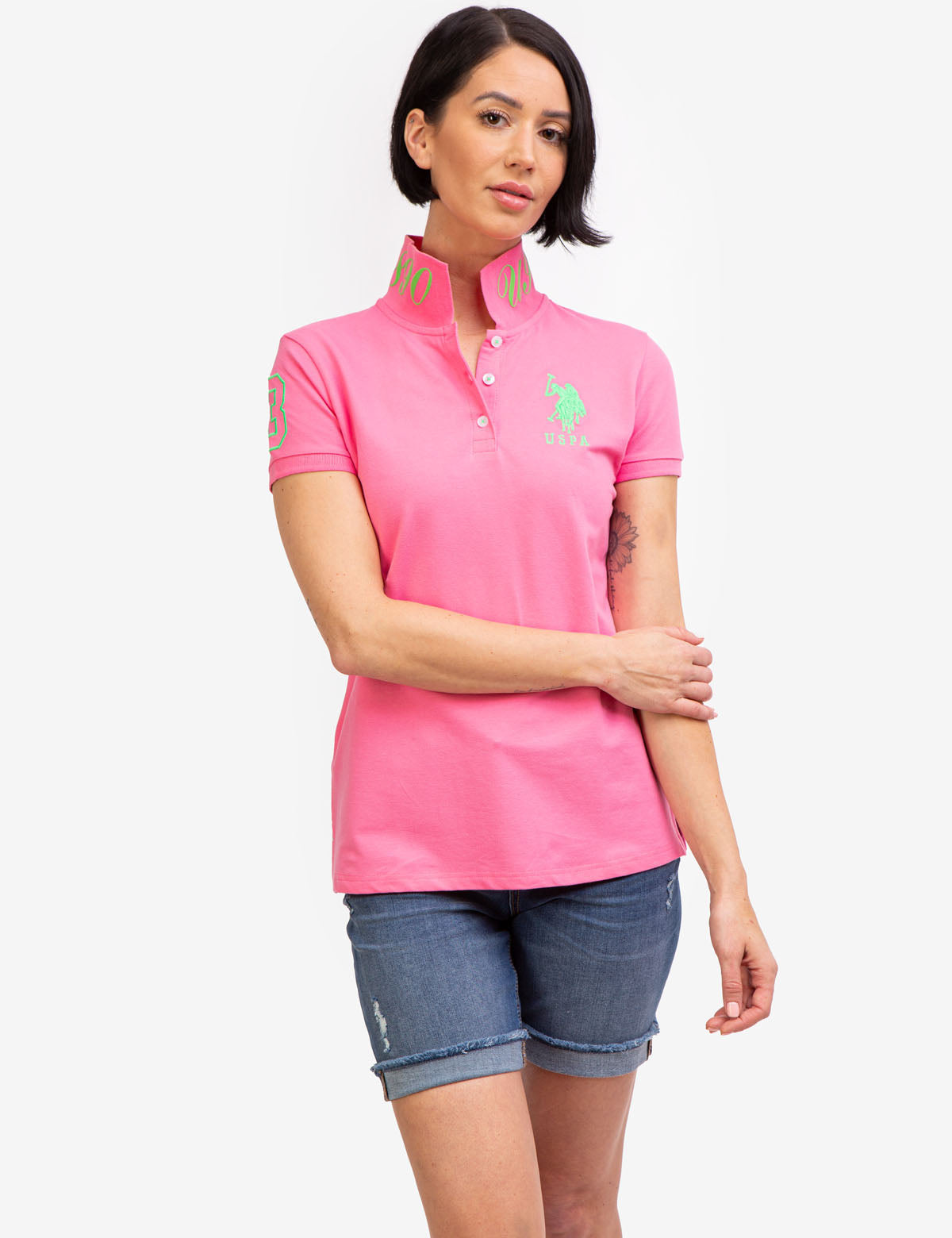 USPA Printed Polo Shirt for Men with Logo & Button Placket