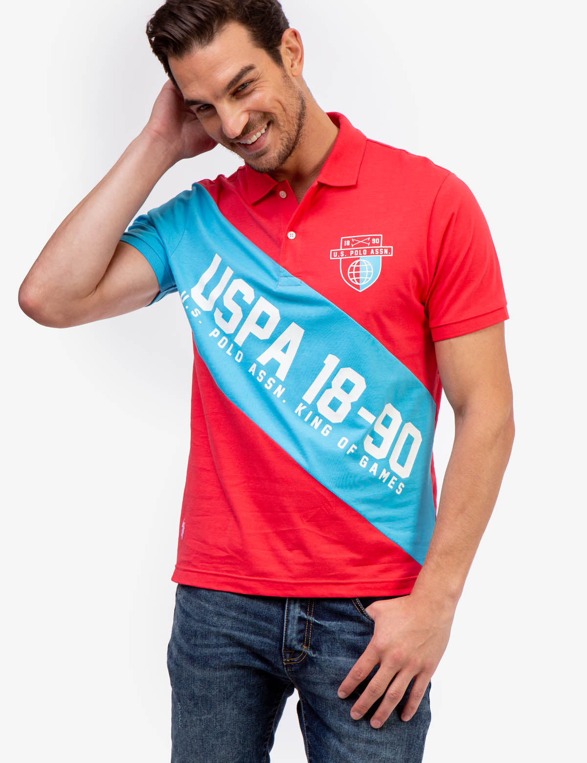 US Polo Assn Sash Jersey Polo Shirt for Men - Collared Short Sleeve
