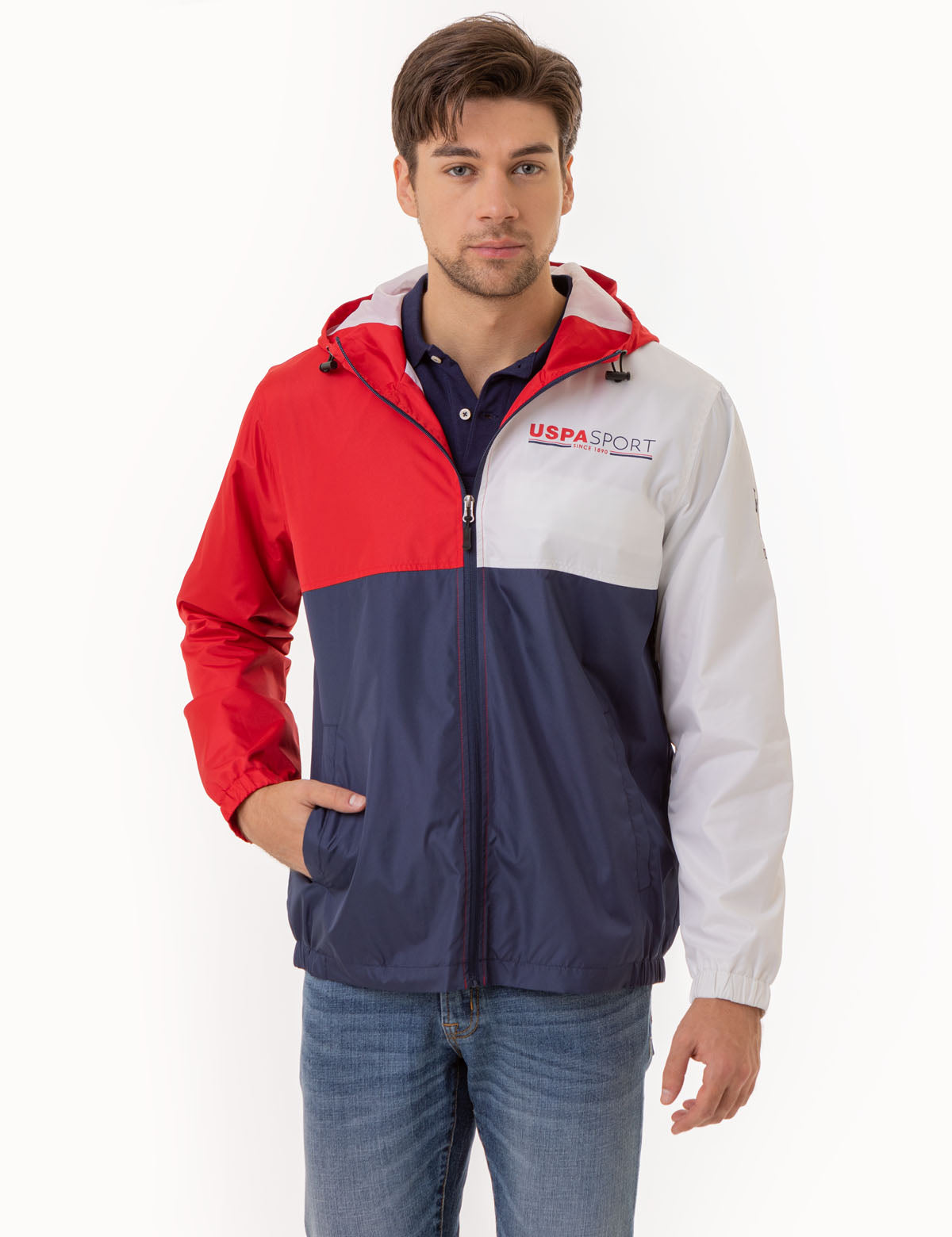 USPA Sport Hooded Windbreaker Jacket for Men & Women