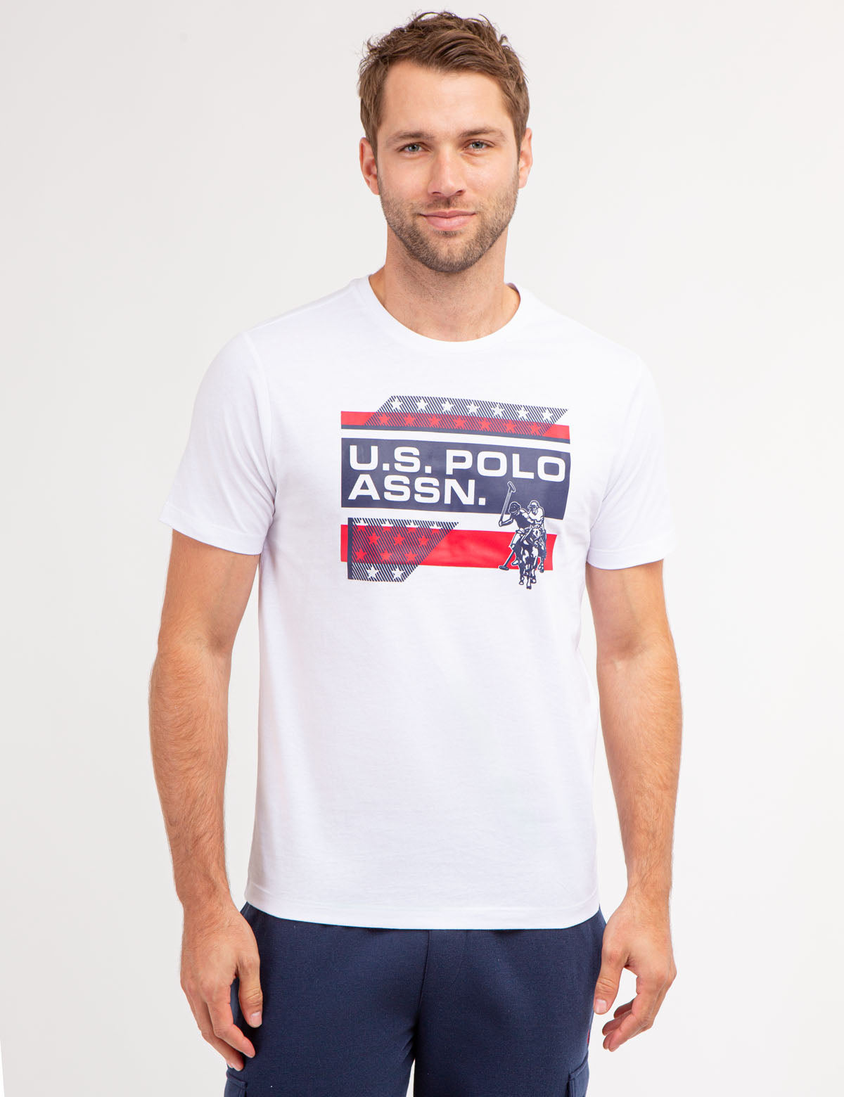 USPA Star Graphic Print Crew Neck T-Shirt for Men