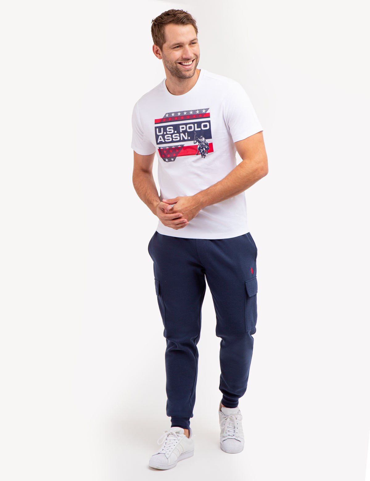 USPA Star Graphic Print Crew Neck T-Shirt for Men