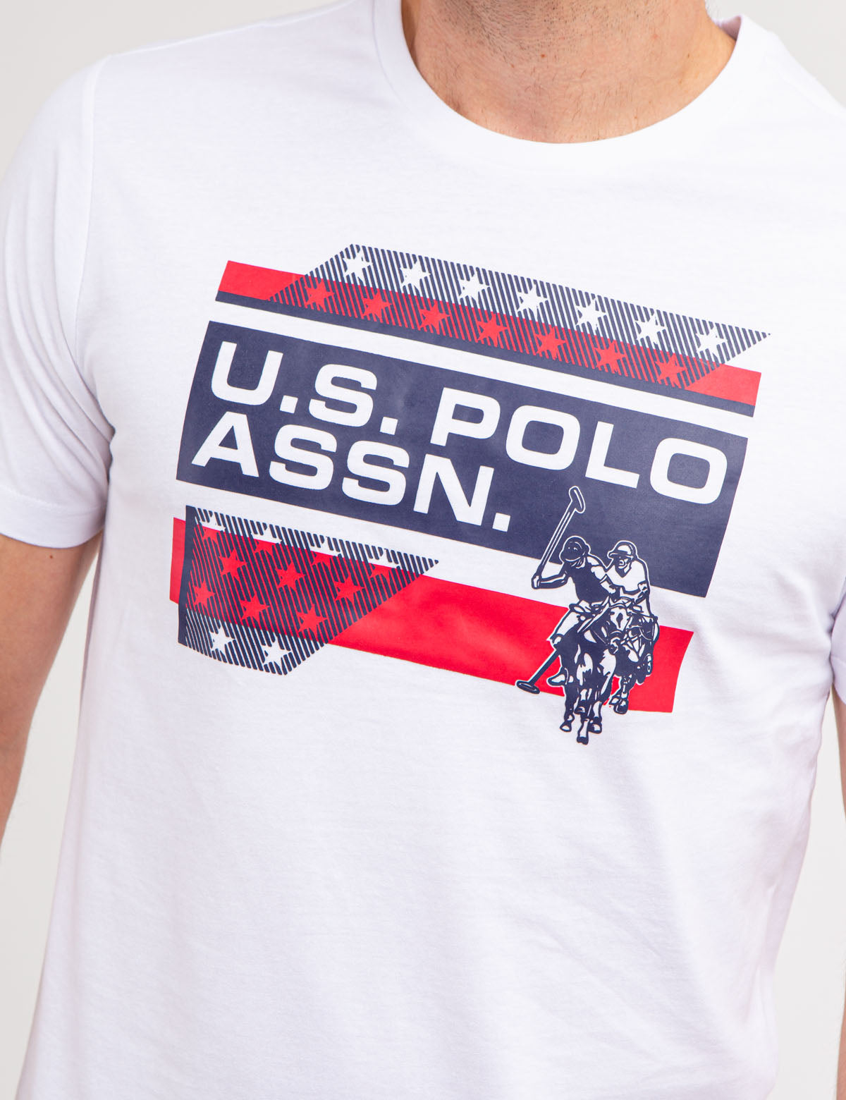 USPA Star Graphic Print Crew Neck T-Shirt for Men