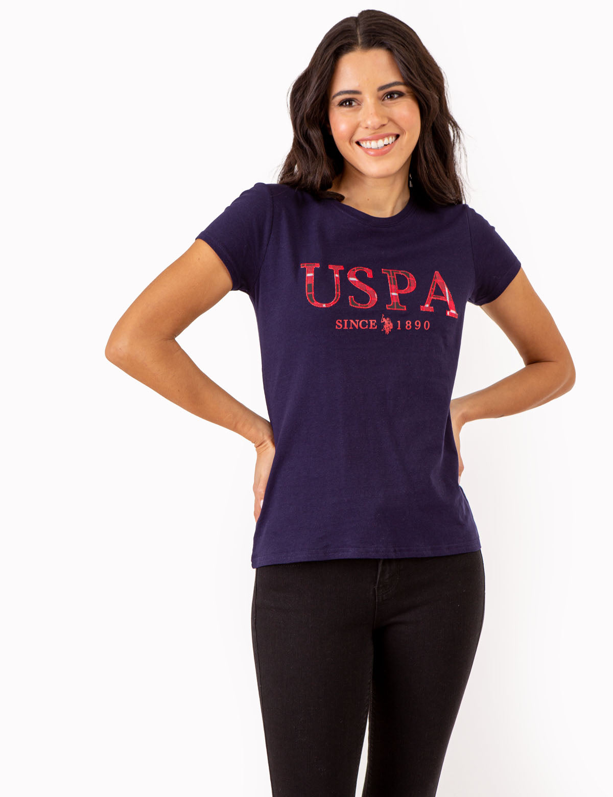 USPA Crew Neck T-Shirt with Stitch Applique Detail